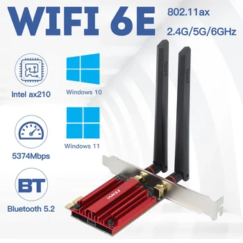 fenvi Wifi 6e Intel ax210 PCIe Беспроводной Адаптер 5374 Мбит/с Bluetooth 5,2 ax210 WiFi Сетевая карта 2,4 G/5G/6 ГГц 802.11AX Настольный ПК