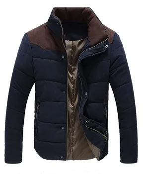 2015 Персиковая кожа, бархат, сращивание, модная мужская одежда, зимняя куртка, мужская утепленная одежда с хлопковой подкладкой, чтобы согреться, пальто