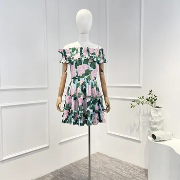 Женское высококачественное Хлопчатобумажное мини-платье в стиле пэчворк без рукавов с цветочным принтом, Трапециевидное мини-платье в стиле пэчворк, Новое поступление 2023