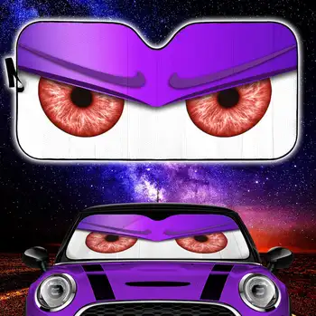 Фиолетовый забавный злой мультфильм глаза Авто солнцезащитные козырьки аксессуары для лобового стекла Декор подарок