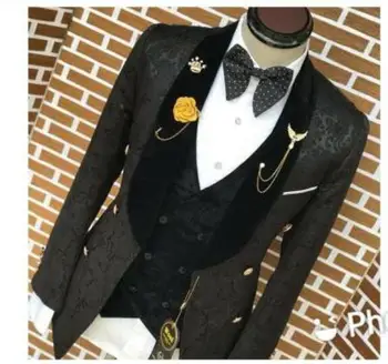 2021 Высококачественный Черный Жаккардовый Смокинг для курения Terno Slim Fit, мужской костюм для вечеринки Жениха, 3 предмета, Свадебный Лучший мужской Блейзер