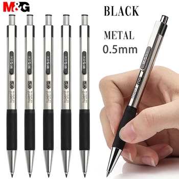 M & G 12 шт./лот, металлическая гелевая ручка 0,5 мм, натуральные ручки с гелевыми чернилами, ручка для заправки записей для школы, черный, синий, красный