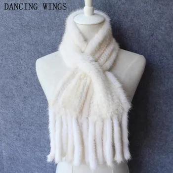 женский зимний шарф из натурального меха норки Хорошего качества, вязаная накидка с запахом, Теплое пончо, Меховая шаль, шарф из натурального меха норки