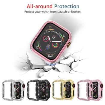 Защитный чехол с Бриллиантовым Бампером для Apple Watch Series 6 SE 5 4 3 42 мм 38 мм Чехлы для часов Iwatch 6 40 мм 44 мм Аксессуары