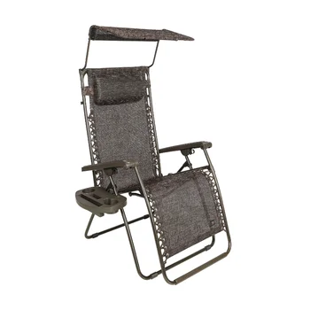 Широкое кресло Bliss Hammocks с 26 дюймами для невесомости с регулируемым навесом, козырьком от солнца, подносом для напитков и регулируемой подушкой, пляжный стул
