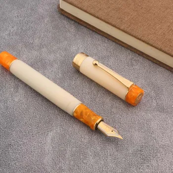 Роскошная акриловая авторучка Jinhao 100, белая оранжевая Классическая РУЧКА С ЧЕРНИЛАМИ, Канцелярские принадлежности для школьников