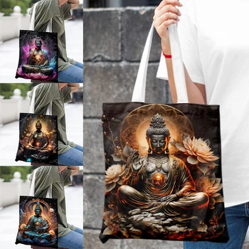 Сумка-тоут Maitreya Buddha Faith Популярная Квадратная холщовая сумка через плечо для женщин Эко-сумочка для покупок в супермаркете Складные сумки-тоут