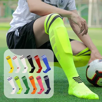 Нейлоновые футбольные носки для взрослых и молодежи, дышащие тренировочные длинные чулки до колена, спортивные практичные сетчатые носки