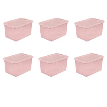 64 Кв. Пластиковая коробка с защелкой, румяно-розовый оттенок, набор из 6 органайзеров для хранения