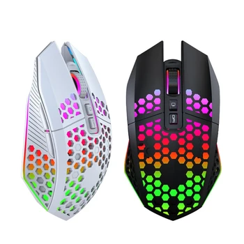 F3KE беспроводная легкая игровая мышь 2,4 G с 8 кнопками RGB-подсветки Honeycomb Gaming Optical Mouse для портативного компьютера