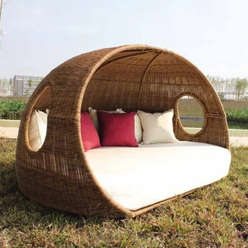 Индивидуальная большая круглая кровать из ротанга на открытом воздухе, кровать для отдыха, имитация ротанга, диван, бассейн, кресло для отдыха, B & B scenic
