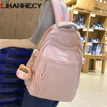 Однотонный Высококачественный нейлоновый Женский рюкзак, Новый молодежный рюкзак для ноутбука большой емкости, Модные женские студенческие сумки Bolso Mujer